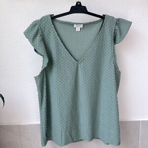 Jcrew Flutter sleeve light green top